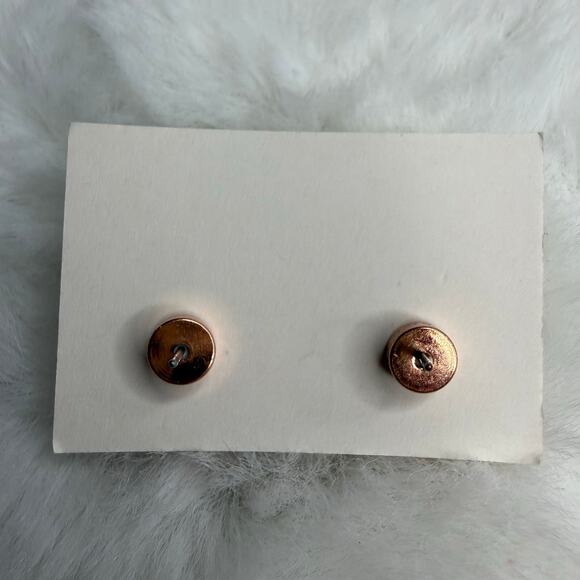 MICHAEL KORS Est 1981 Rose Gold-Tone Logo Padlock Stud Earrings - Picture 2 of 2